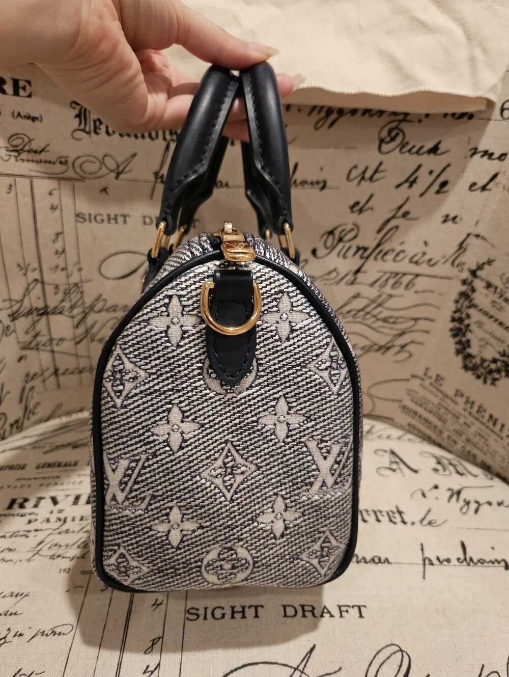LOUIS VUITTON Speedy 20 Monoglam Bandouliere Jacquard Blue bag - Picture 4 of 16